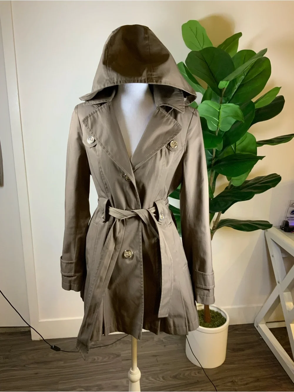 Via Spiga Taupe Trench Coat with Belted Waist